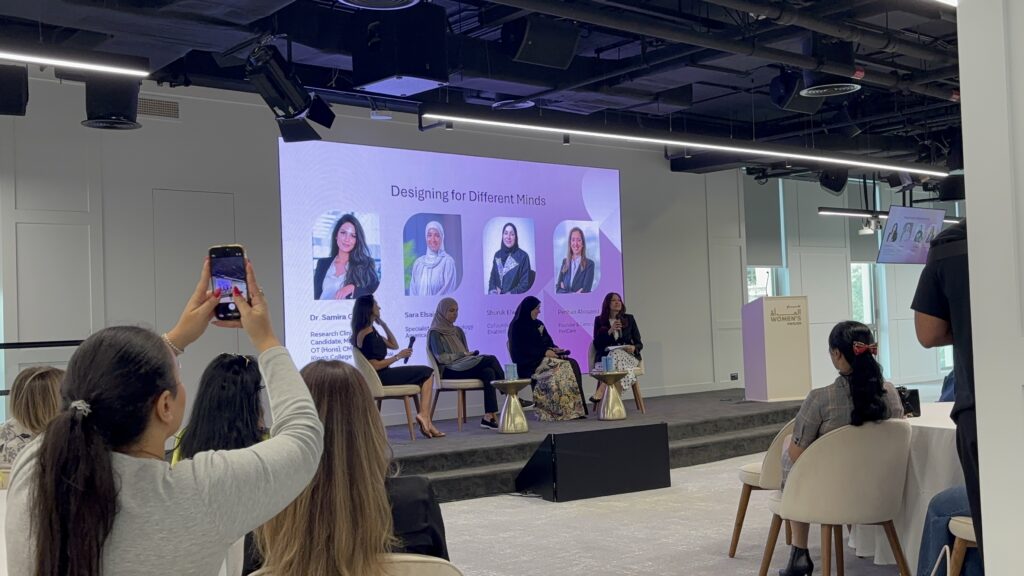Panel discussion on neurodiversity at the Her Health Majlis, hosted at the Women’s Pavilion, Expo City, featuring Shuruk El Warrak, Founder of Enabled.
